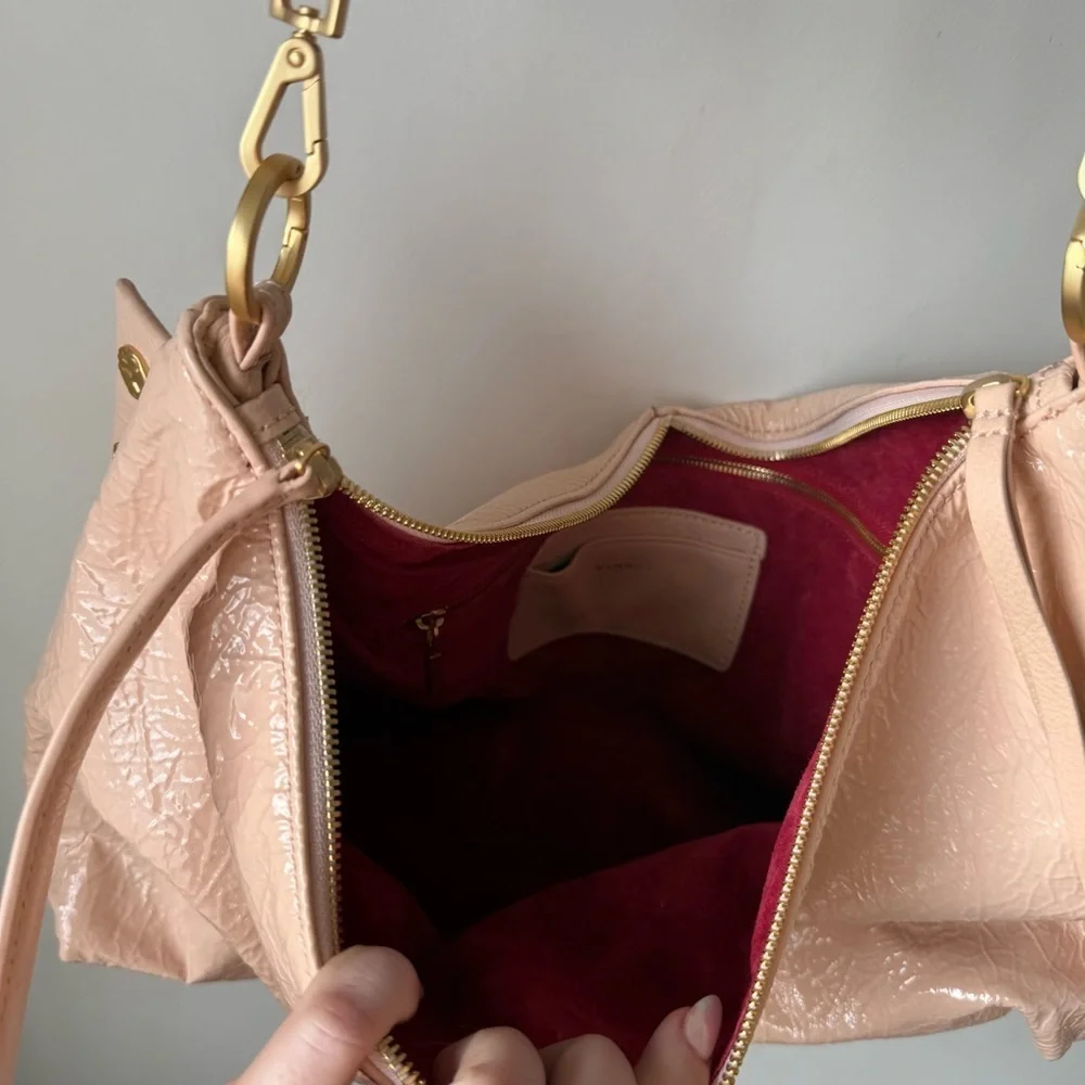 Hammitt Mr. G Champagne Pink Patent Leather Slouch Hobo Bag